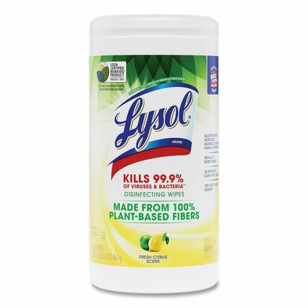 LYSOL Towels & Wipes, Canister, Fresh Citrus, White, 6 PK 19200-49128